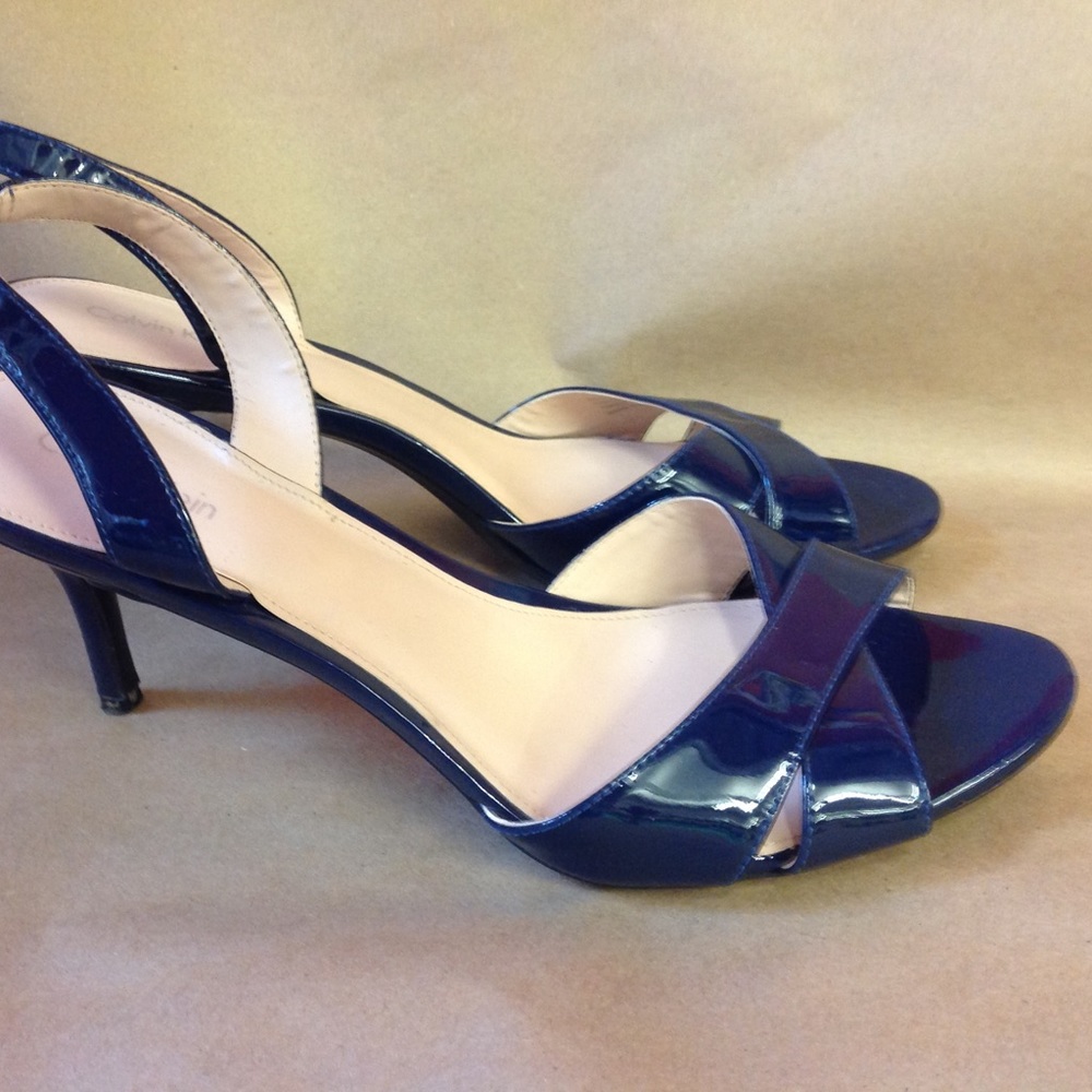 Calvin Klein Blue Leather Sandals Heel  Slingback